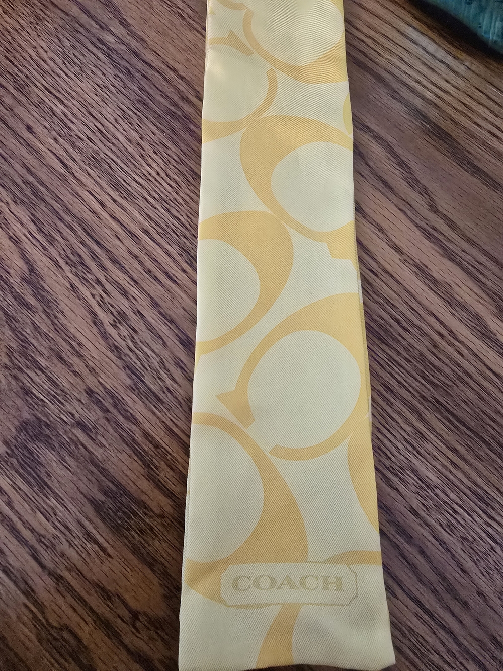 COACH Yellow C Pattern Silk Scarf